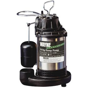 Wayne  CDU980E 3/4 HP submersible pump Stainless Steel Vertical Float Top Suction No Solids handling 3500 GPH At 10 Ft Submersible Sump Pump